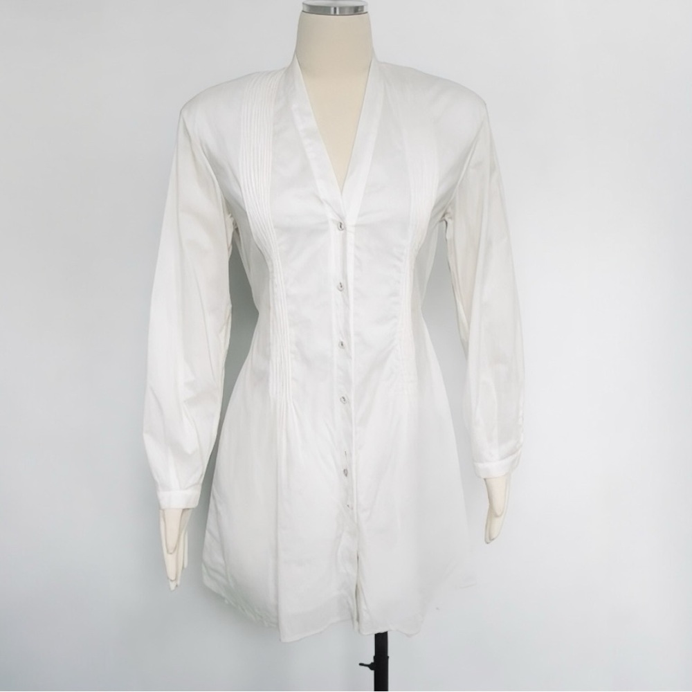 Rag & Bone Cotton ButtonDown Pintuck Pleated Tuxedo Tunic Long Sleeve Mini Dress - Picture 10 of 14